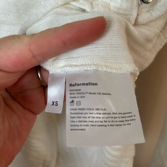 Reformation Geller Cream Ribbed Button-Down Shirt Cardigan - Picture 7 of 7